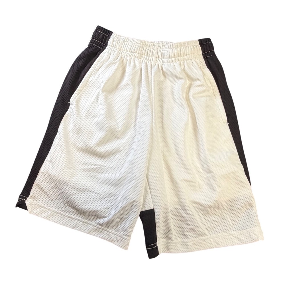 Tek Gear Boys Basketball Shorts Size M 10/12 White Black Mesh Athletic Gym K2